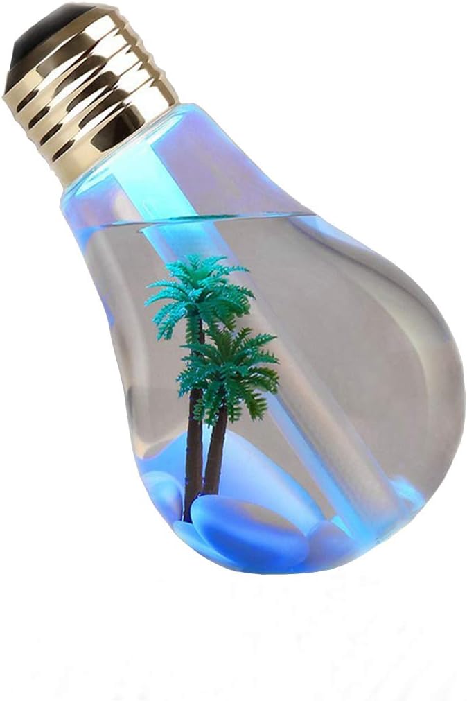 JUDEL Personal Humidifier Portable USB Ultrasonic Cool Mist Humidifier for Office Desk Desktop Car Travel Small Room 400ML Mini Bulb Water Bottle Air Humidifier with Led Night Light and Whisper-Quiet