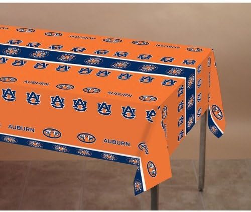 Creative Converting Auburn University Rectangle Table Cover, 54" x 108", Plastic Tablecover