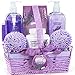 Bath and Body Gift Basket For Women and Men – Lavender and Jasmine Home Spa Set with Body Lotions, Bubble Bath, Bath Salt and Much More