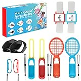 Ermorgen Zubehör Set kompatibel für Switch Sport, 10-in-1-Kit mit Joycon-Fechtgriff für Chambara-Spiel, Beinschlaufen und Handschlaufe für Volleyball,Fußball,Tennis-Badmintonschläger und Bowling-Griff