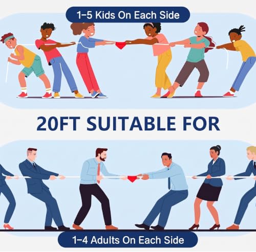 ZEROMX Tug of War Rope for Kids and Adults, Field Day Birthday Party Family Reunion Carnival Games, Outdoor Lawn Yard Team Building Activities, White by ZEROMX - Used condition - Image 4