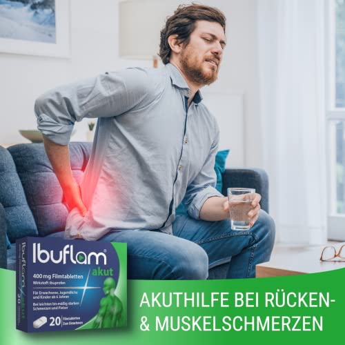 Ibuflam® akut 400 mg IBUPROFEN Filmtabletten| Doppel-Pack 2 x 20 Stk. | Ibu 400 Schmerztabletten bei Schmerzen, Zahnschmerzen, Fieber und Erkältung|Schnelle Schmerzlinderung mit Ibuprofen
