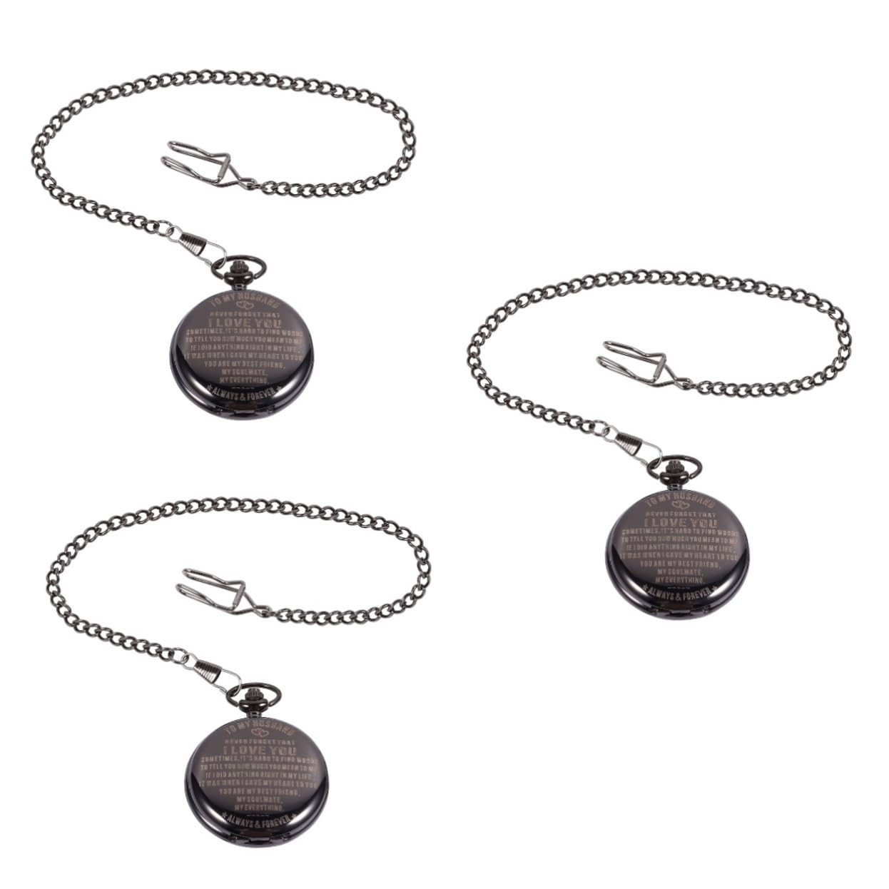 PACKOVE 3piezas Reloj De Bolsillo De Aleación con Cadena Reloj Mecánico De Cuarzo Estiloso para Cumpleaños y Aniversarios