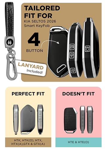 Image of Metalyx Key Fob Cover for Kia Seltos 2026 Facelift (HTK, HTK(O), HTX, HTX(A), GTX, GTX(A)) | Soft TPU | Anti-Scratch | Strong Signal | Stylish Case with Lanyard