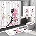Amagical Flower Fairy Girl with Butterfly 16 Piece Bathroom Mat Set Shower Curtain Set Bathroom Mat Contour Mat Toilet Cover Fabric Waterproof Bathroom Curtain with 12 Hooks (Flower Fairy Girl)