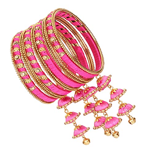 Image of NMII Get your traditions Valentine Gift for Girls & Women Silk Thread Bangle Set With Zircon For Womne & Girls