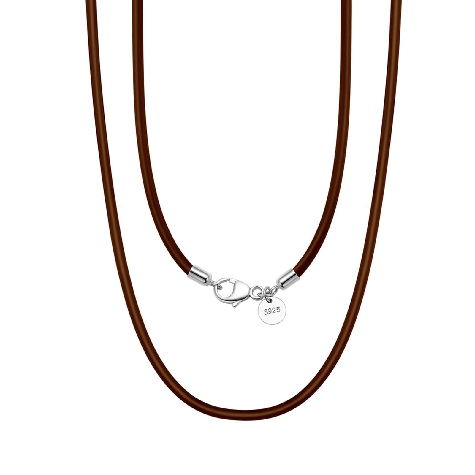 Collar con Colgante Plata Ley 925 Negro para Mujer Collar Cuerda De Cuero