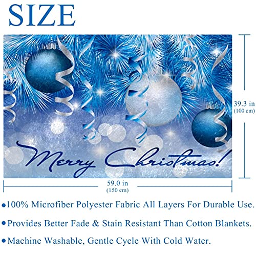 Couverture de Noël bleue et blanche à suspendre 150x100 cm