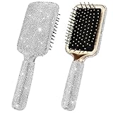 Vintage-Haarbürste, luxuriöse Strass-Paddelbürste mit Massage-Luftkissen,...