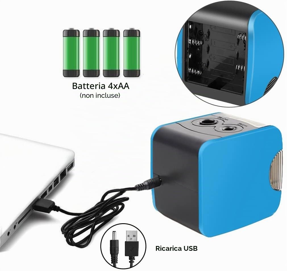Oladwolf Temperamatite elettrico automatico con due fori, batteria Sharpener e USB, 6 lame, antiscivolo Auto Stop
