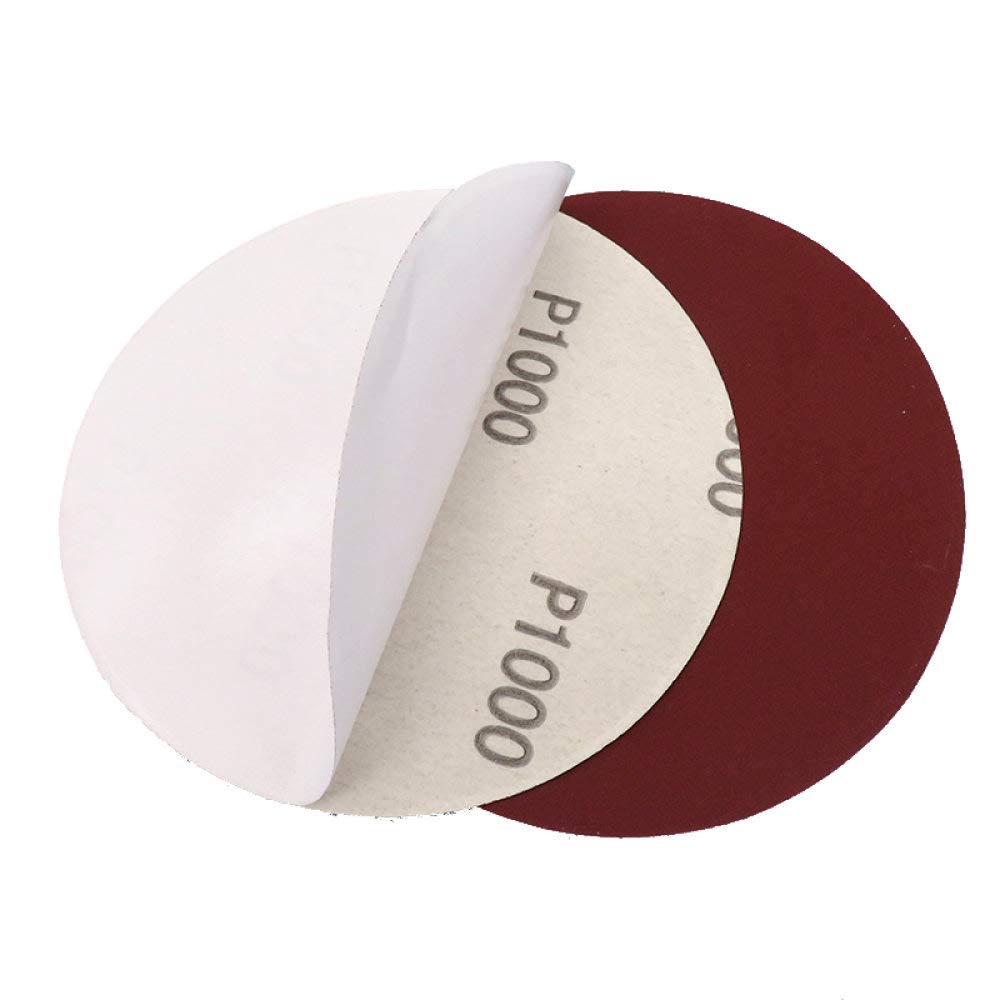 50 UNIDS 6 Pulgadas 150 MM Óxido de Aluminio PSA Vinilo Rojo Papel de Lija Adhesivo Discos de Lijado Molienda y Pulido Metal, Coches, Madera, Piedra, Surtido B