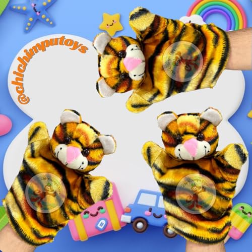 Image of Tiger Hand Puppet | Animal Hand Puppets Toys | Puppetz Animals | Interactive Puppets Plush Toy | Storytelling Role Play Teaching for Kids