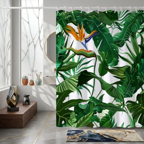 Rideau de douche imperméable et lavable en polyester tropical 100x180