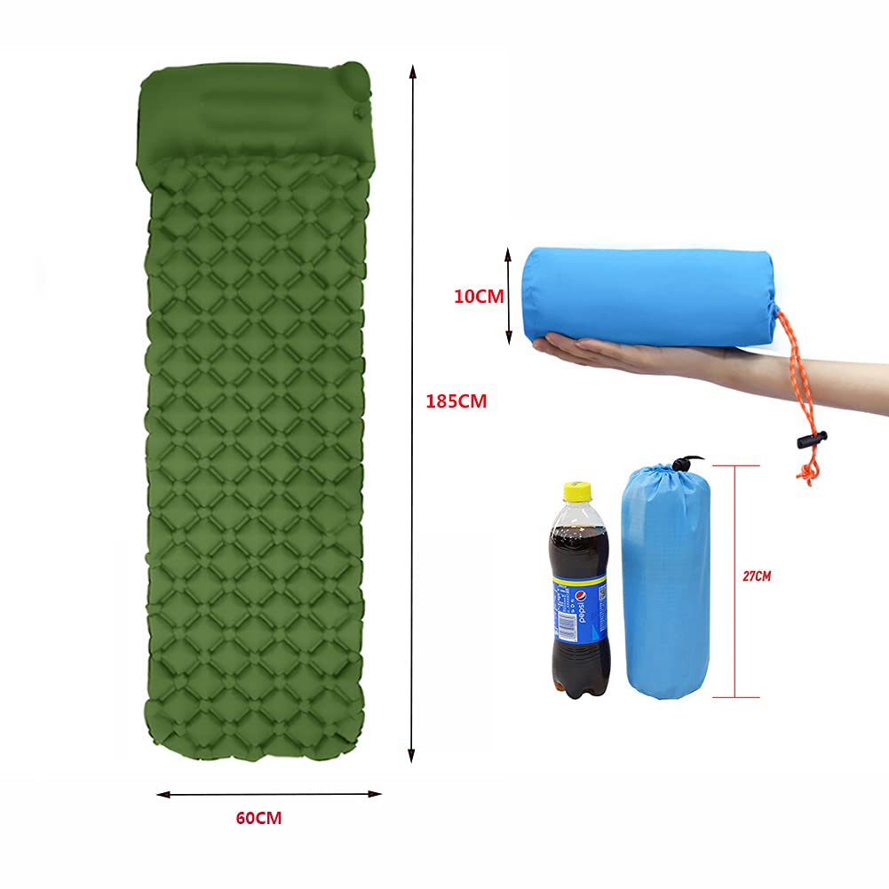 Colchoneta Camping Esterilla Inflable ​Impermeable Colchón Hinchable Plegable Ultraligero para Acampar con La Almohada, Adecuado para Acampar y Viajar
