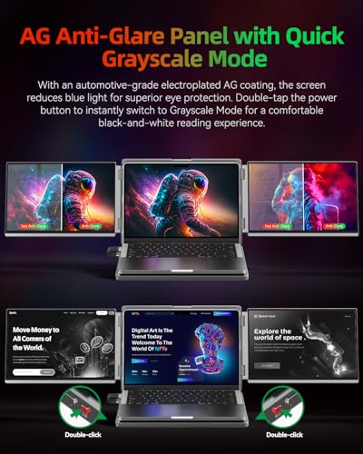 Image of Intehill 4K Laptop Screen Extender, 13.4 inch Dual Screen Monitor for Laptop, 3840x2400 Anti-Glare Portable IGZO Display, 100% sRGB 500 Nits Brightness Foldable Plug-Play Portable Travel Monitor, LR13U | 3840x2400 Dual Screen Monitor for Laptop, 100% sRGB 500 nits Brightness Foldable Plug-Play Portable Travel Monitor, LR13U