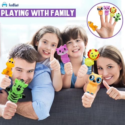 Image of FunBlast Finger Puppets Toys for Kids - Pack of 5 Rubber Animal Puppets - Washable, Colorful Storytelling Puppet Toy for Toddlers - Random Design