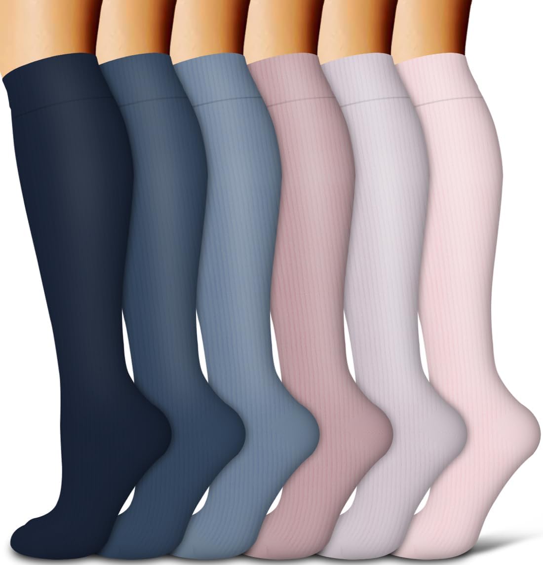 6 Pack Copper Medical Compression Socks for Women and Men-Best Circulation Support for Running, Hiking, Nursing, Travel