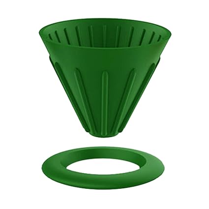 UJEAVETTE Silicone Coffee Dripper Cone for Home Office Camping RV Green with Ring