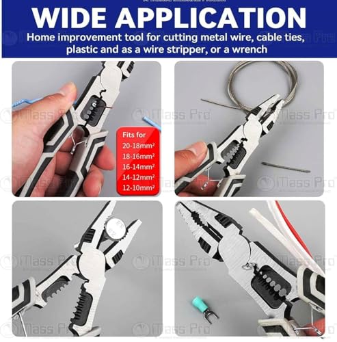 Image of Multi-Function Combination Plier 5-in-1 | Wire Cutter, Stripper & Crimper | Heavy Duty 60CrV Steel Electrical Hand Tool