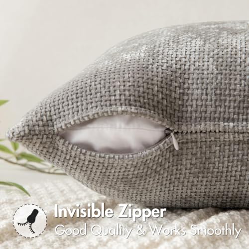 Image of MIULEE Decorative Light Gray Euro Sham Pillow Covers 24x24 Inch 2 Pack