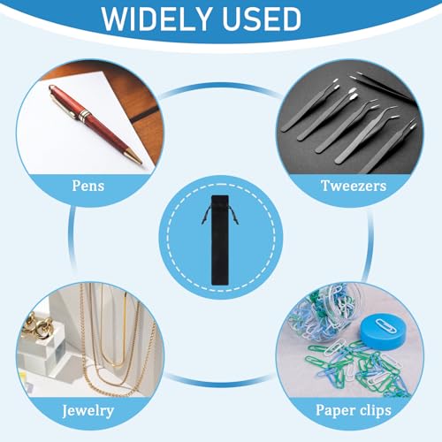 Image of 100 Pieces Velvet Pen Pouch with Drawstring, Black Pen Sleeves Nylon Pens Packing Bags Pencil Pouch Single Pens Sleeve Holder for Student Adult Office Business School Supplies