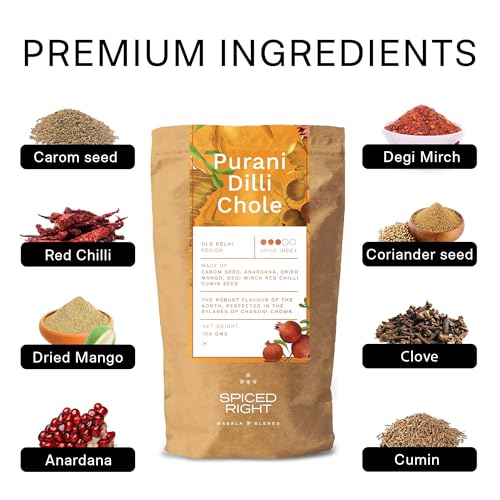 Image of Spiced Right Purani Dilli Chole Masala | Chana Masala Powder 100g | Authentic Punjabi Amritsari Pindi Style Masala for Chickpeas, Choley Bhature | No Onion Garlic | Traditional Indian Spice Blend