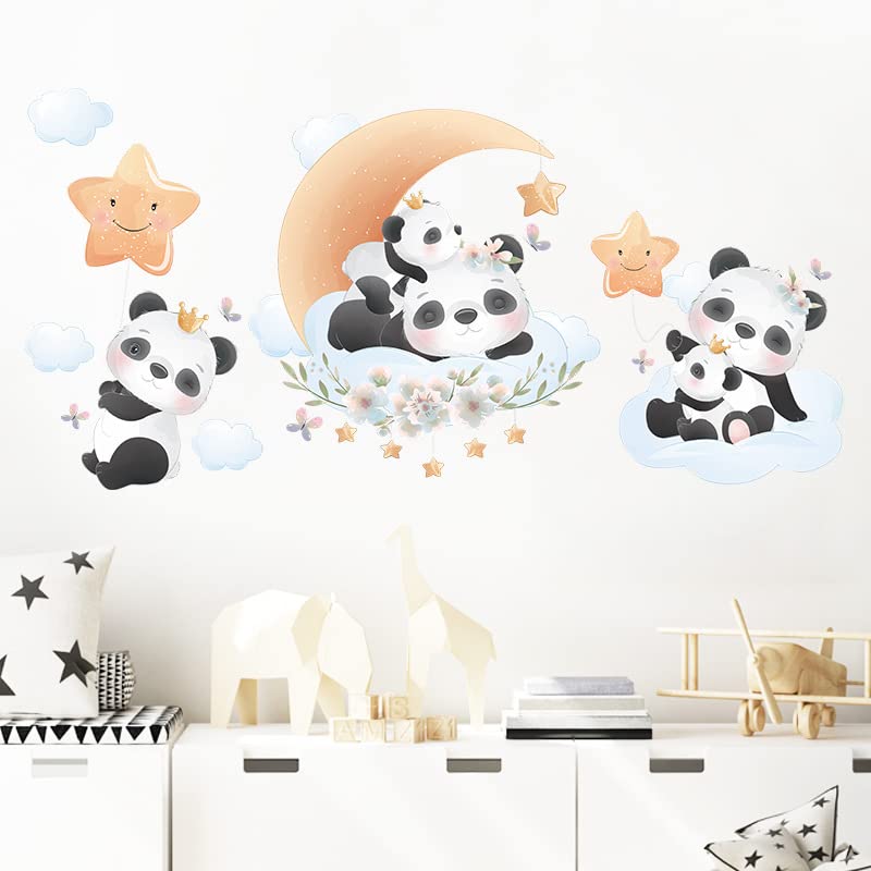 HGDESIGN® Sticker mural panda sur nuage pour chambre d'enfant, chambre de bébé, garçon et fille
