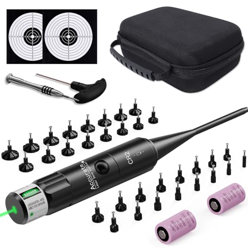 MD MADOATS Green Laser Bore Sight Kit with 32 Adapters, Fit .17 Cal to 12 Gauge, Easy to Operate with High Accuracy for Zeroing Shooting, Compatible with All Guns, Rifles, Pistols