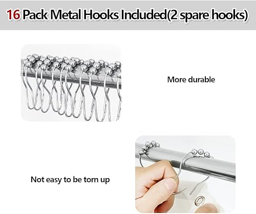 Miniatura 10 de YISURE Forro de ducha tamaño de establo de 54 x 76 pulgadas, juego de cortinas de ducha impermeables de plástico Peva de tamaño medio pequeño para