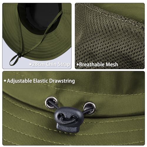 Image of Cooling Sun Hat for Men Women,Wide Brim Bucket Hat Foldable Boonie Hat for Fishing Hiking Garden Safari Beach