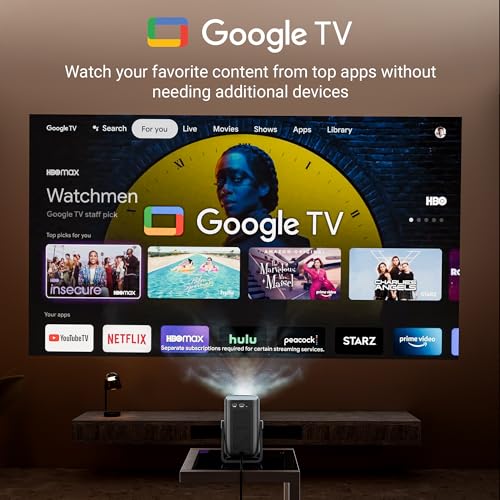 Image of Zebronics Official Google TV Projector, 7500 Lumens, 4K Support, 200 inch Display, Auto Focus & Keystone, 270 Tilt, Portable Home Theater Cinema,Netflix, Prime, WiFi, BT, HDMI ARC (PixaPlay 77G)
