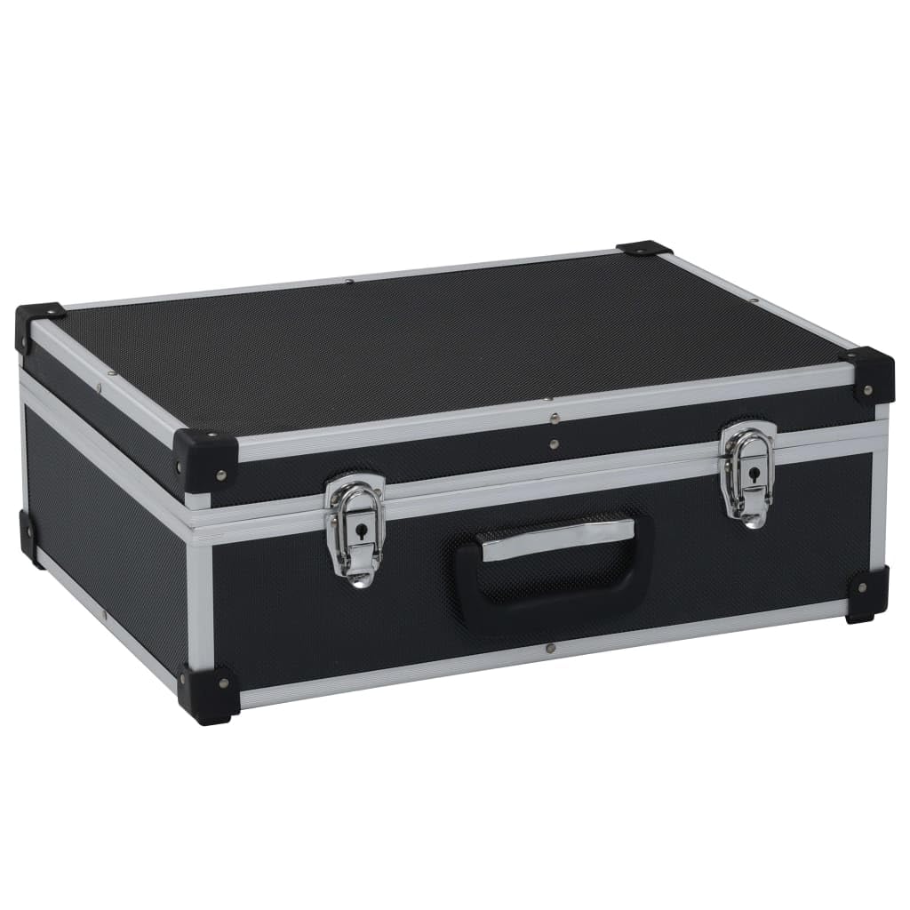 Maletín de Herramientas Aluminio Negro 46x33x16 cm,Organización y Almacenamiento de Herramientas,Cajas de Herramientas,2.99kg-91847