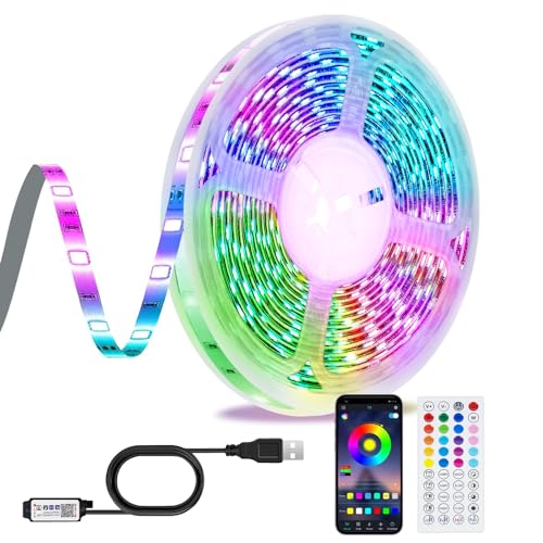 LED Strip 10m, Bluetooth RGB LED Strip USB TV Achtergrondverlichting Met IR Afstandsbediening App, Muziek SynchronisatieTiming Verlichting, Voor/Feest/Thuis Decoratie/Slaapkamer