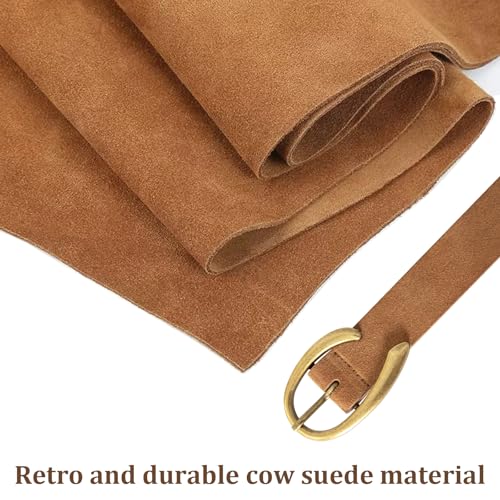 MJNUONE Leopard Belts for Women Trendy C-Buckle Suede Leather Animal Print Tan Belt for Jeans Dress Suit4