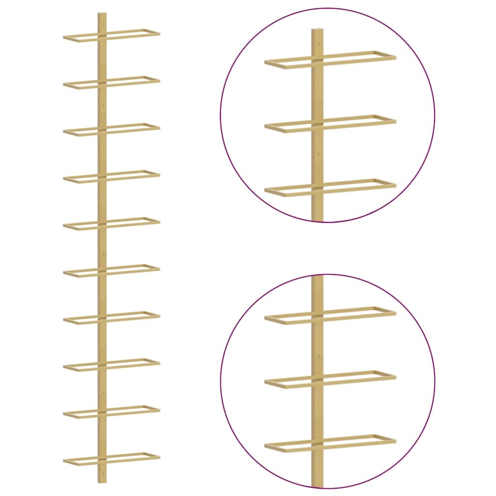 Wand-Weinregale aus goldenem Metall 2 Stück 24x9x120 cm für 10 Flaschen Flaschenhalter für Küche Barregal Speisekammer Lagerung und ordentliche Aufbewahrung von Weinflaschen