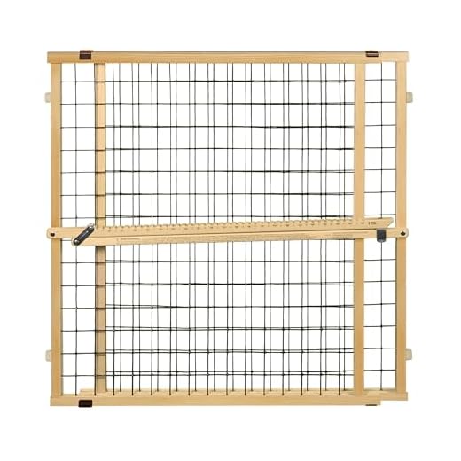 North States MyPet 50" Extra Wide Wire Mesh Petgate: Hassle free install with no tools. Pressure Mount. Fits 29.5"-50" wide (32" tall, Sustainable Hardwood)