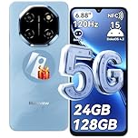 Blackview SHARK 6 Smart Phone, 5G Sim-Free & Unlocked Mobile Phones, 6.88" 120Hz Display, 24GB+128GB/2TB, Android 15 Phone 16MP+8MP AI Camera, 5000mAh/18W, Fingerprint/Eye Comfort Mode, GPS/OTG/NFC