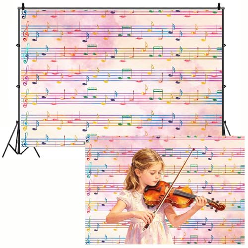 Fondo Fotográfico Rosa Notas Musicales 8x8 ft miniatura 2