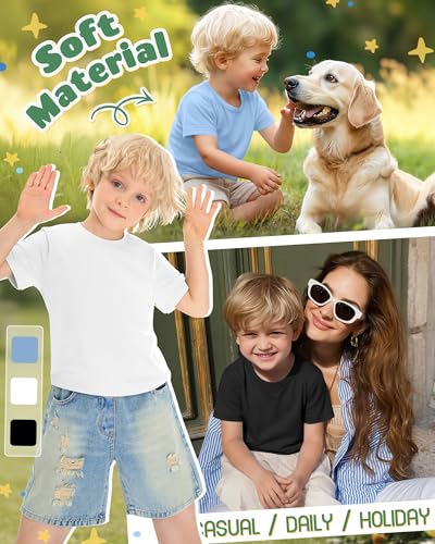 Image of Oakgarden 3 Pack Toddler Boys Crewneck T Shirts | 18M-5T, Short Sleeve Solid Tees, Soft Basic Tops, Baby Summer Clothes, Daycare, Preschool, Playdates, Daily Wear