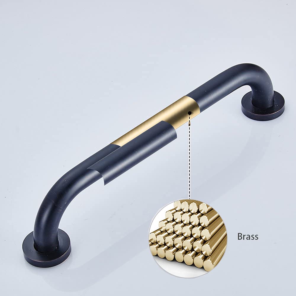 Leyden (TM atención en el hogar mate negro oculta para baño agarre ducha Grab Bar, latón macizo, acabado en bronce aceitado
