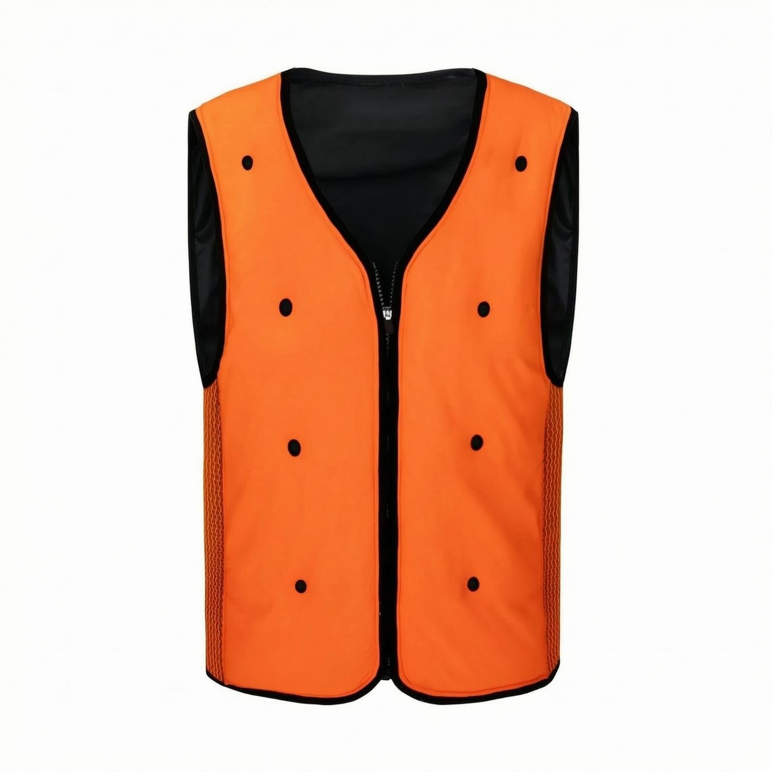 TRENDYNEST Breathable Mesh Cooling Vest Fitted Sleeveless Zip Vest V-Neck Outerwear Black Trim for Outdoor Wear, Workwear, Orange Black, 3XL-picture-49