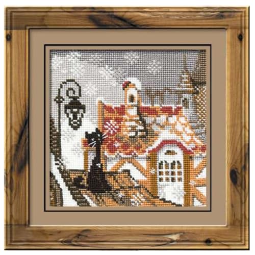 Image of RIOLIS City and Cats 610, Cat Lovers Cross Stitch Kit 5,12 inch x 5,12 inch, Cross Stitch Kits for Beginners & Advanced, Crossstitching Kits Adult, Counted Stitching Kits, Cat Embroidery Kit