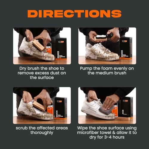 SNEAKARE Quick Shoe Cleaning Kit Shoe Cleaner & Medium Bristle Shoe Brush, White Shoe Cleaning Kit, Shoe Cleaner Kit For Sneaker,Sports Shoe Cleaner Foam Spray (Image - 5)