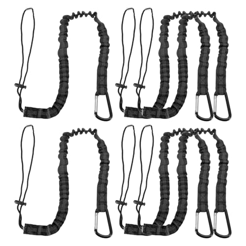 Image of MECCANIXITY Retractable Tool Lanyard 3ft with Single Aluminum Buckle and Adjustable Loop End, Maximum Weight Limit 10KG / 22lb, Safety Fall Protection Tools Leash, Black 6 Pack