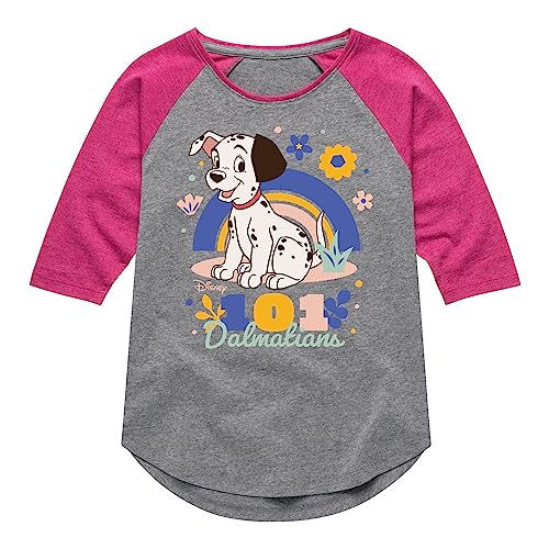 Disney 101 Dalmatians Animated - Spring Flowers - Toddler and Youth Girls Raglan Graphic T-Shirt