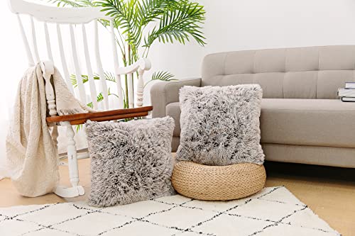 Image of Faux Fur Throw Pillow Covers for Couch Decorative Pillows 16x16 Inches