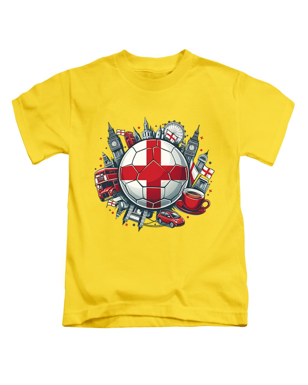 New Spirit Original London Icons and Football, White and red Footie Footy Soccer Sports Trending Iconic icon Tee T-Shirt Funny Unisex T Shirt Top