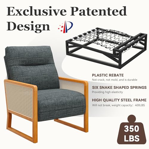Sillón plegable gris con reposabrazos de ratán miniatura 7