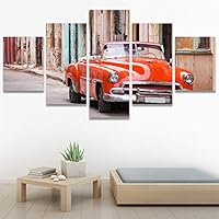 SIGNWIN 5 Panel Canvas Wall Art Modern Art Cars Edgy Industrial Mixed Media Multicolor Transportation for Home Decorations Ready to Hang - 60