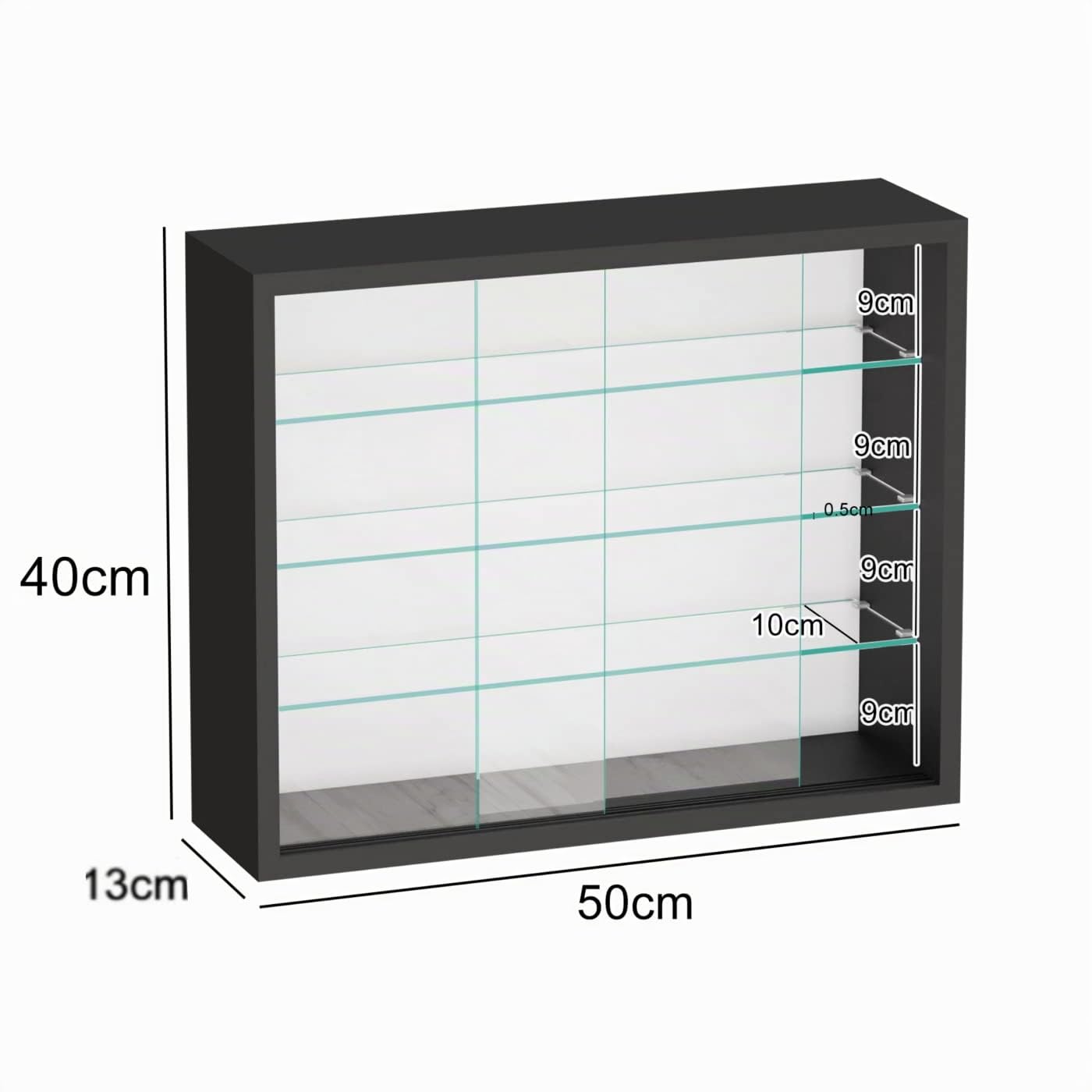 VDD Vitrine Murale Suspendue Debout - Portes coulissantes - 50 x 40 x 13 cm